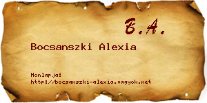 Bocsanszki Alexia névjegykártya